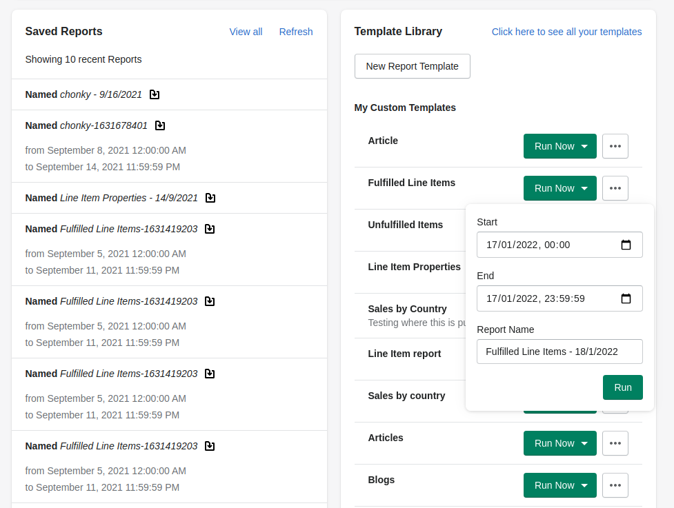 Running Reports Modd Apps